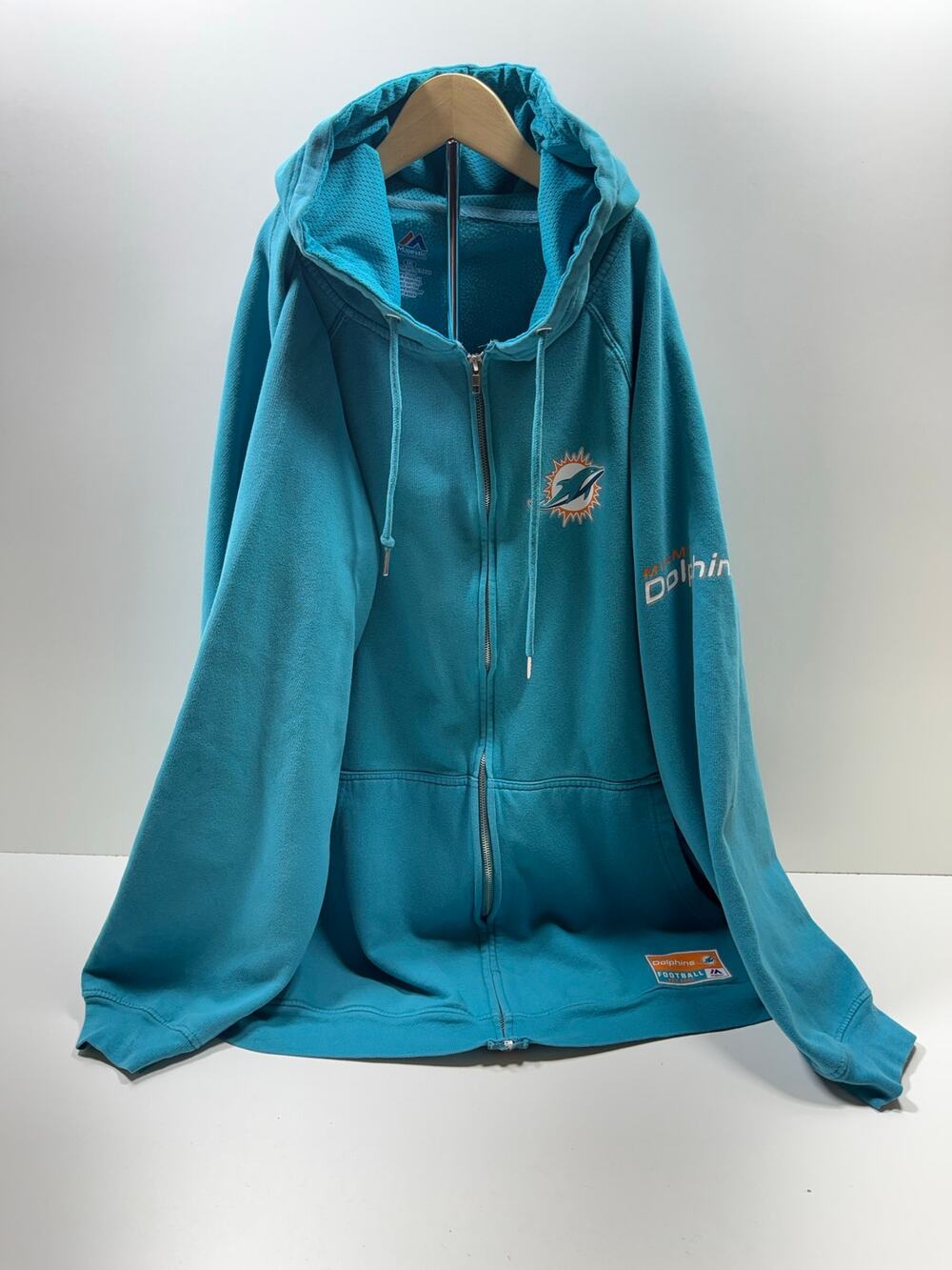 Miami Dolphins Football AFC East Hoodie Jacket 3XL Full Zip Teal Orange Majestic